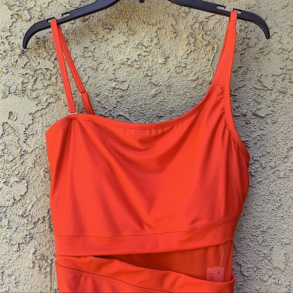 Bleu Rod Beattie Bright Orange Side Mesh Cutout Swimsuit, 14 - Picture 4 of 7